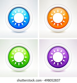 Sun on Colorful Round Buttons