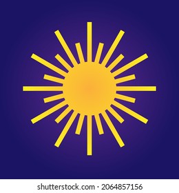 Sun on a dark blue gradient. Simple color icon