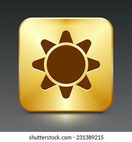Sun on Gold Square Button