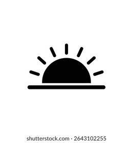 Sun on Horizon Line Icon, Sunrise or Sunset Symbol