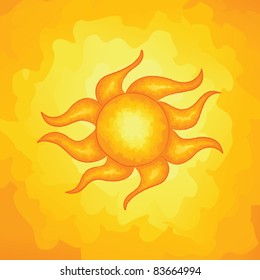 The sun on a hot day. EPS 8 CMYK with global colors vector illustration.
