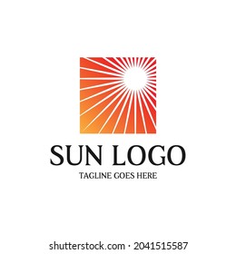 sun on a square logo design 