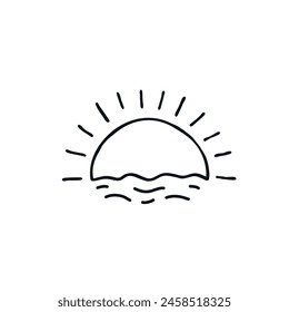 Diseño de Doodle dibujado a mano con el logotipo de Sun on the waves