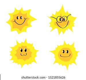 Sun on a white background. Collection. Vector illustration.