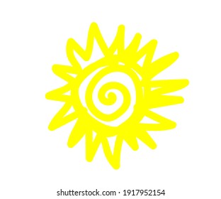 Sol en un fondo blanco. Símbolo. Ilustración vectorial.