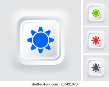 Sun on White Bevel Square Button