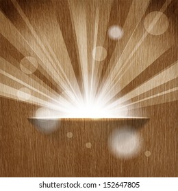 sun on wooden background  with copy space 