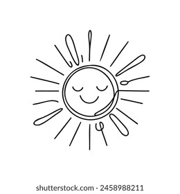 Sun One line drawing on white background.