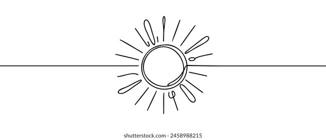 Sun One line drawing on white background.