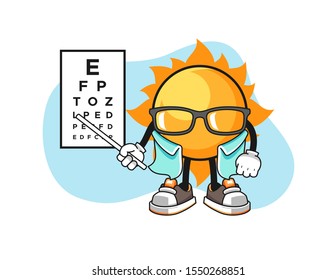 Sun optician cartoon. Mascot Character vector.