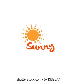 Sun orange color abstract simple icon. Rounded sunny circle shape. Summer day symbol and vector logo.
