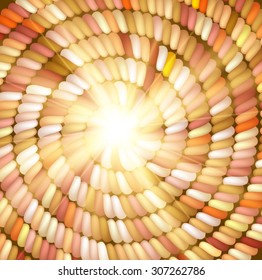 Sun and orange colored Rope in spiral, vector eps 10