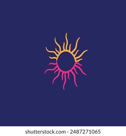 El sol en naranja y rosa delante del fondo