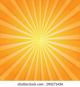 Sun orange rays burst background, vector illustration