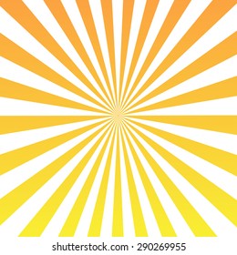 Sun orange rays burst with white background, vector illustration