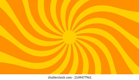 Sun orange rays, vortex element, geometric sunny background. Circus and carnival element