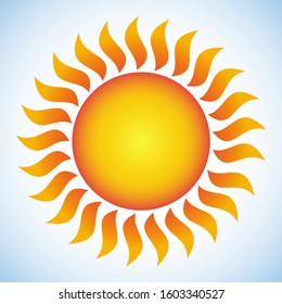 Sun Orange Sunburst clip-art on lightblue background