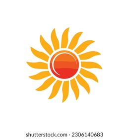 A sun with orange and yellow colors is shown in a flat style. sun icon isolated. vector illustration symbol. clip art yellow and orange sunlight.