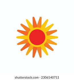 A sun with orange and yellow colors is shown in a flat style. sun icon isolated. vector illustration symbol. clip art yellow and orange sunlight.