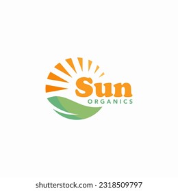 sun organic logo design vector