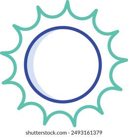 Sun outline color vector illustration