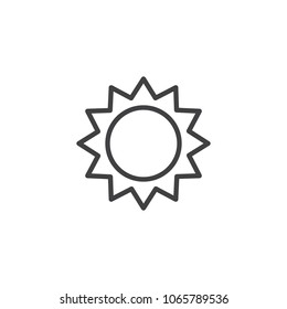 Sun outline icon. linear style sign for mobile concept and web design. Sun with sunbeams simple line vector icon. Symbol, logo illustration. Pixel perfect vector graphics