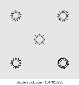 sun outline icon set isolated vector illustration