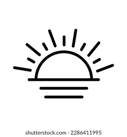 sun outline icon, summertime, sunny day icon, summer design elements, hot weather, sunlight icon outline black and white