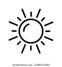 sun outline icon, summertime, sunny day icon, summer design elements, hot weather, sunlight icon outline black and white