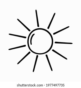 Sun outline isolated on white background. Sun icon vector.