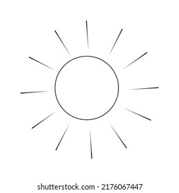 sun outline vector illustration,isolated on white background,top view