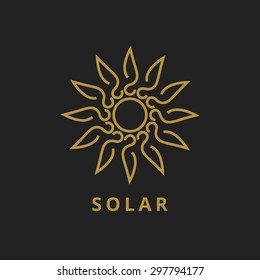 sun outline vector logo icon line art flat web best solar energy power alternative renewable www