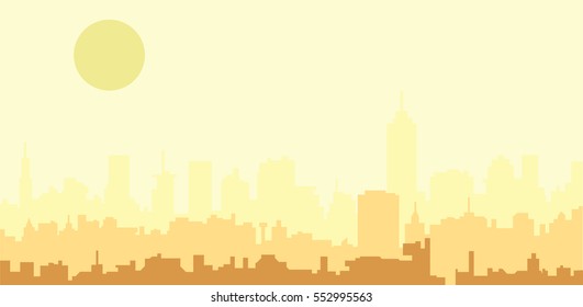 sun over city silhouette
vector cityscape illustration
