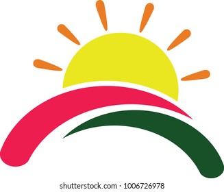 Sun over horizon Logo designs concept