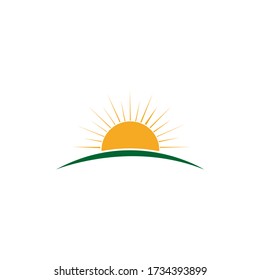 Sun over horizon Logo designs concept, Bright Sun logo designs template