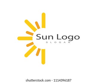 Sun over horizon logos and symbols template vector
