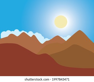 Sonne über Bergen, Vektorgrafik.