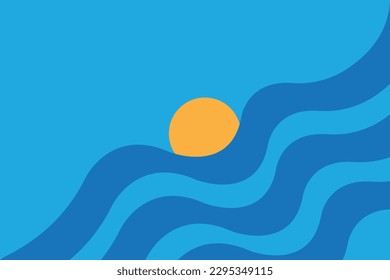 Sun over open sky and ocean waves