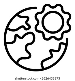 Sun over planet icon. Outline sun over planet vector icon for web design isolated on white background