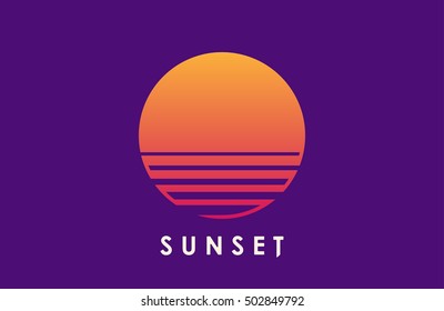 Sun over the sea. Creative logo