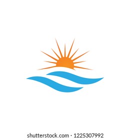 Sun over the sea graphic design template vector illustration