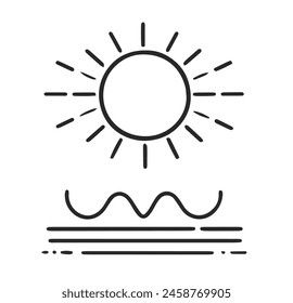 Ilustración de sol sobre el mar