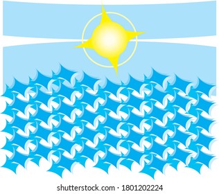 El sol sobre un mar brillante