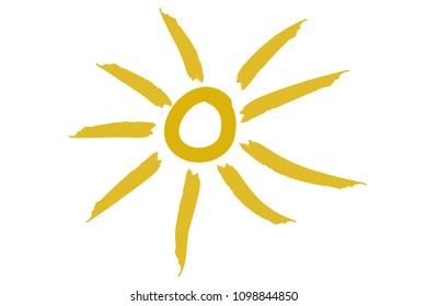 Sun painted on white background.