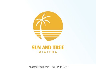 árbol de coco de palma de sol minimalista elegante moderno vector para empresa