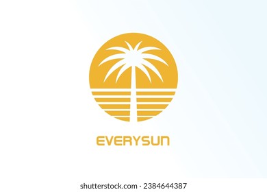 árbol de coco de palma de sol minimalista elegante moderno vector para empresa