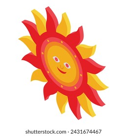 Sun pancake week icon isometric vector. Menu celebration. Stack cooking