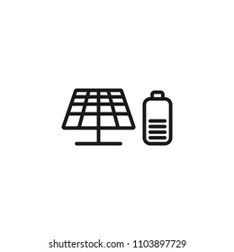 sun panel and battery line icon.