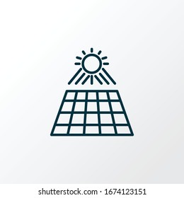 Sun panel icon line symbol. Premium quality isolated solar power element in trendy style.