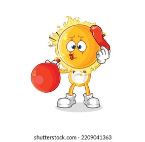 the sun pantomime blowing balloon. cartoon mascot vector